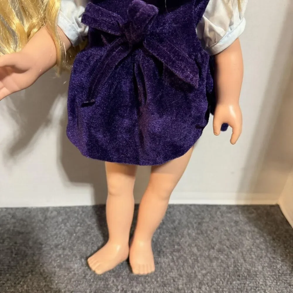 Cititoy Blonde Girl Play Doll 18 Inch Blue Eyes Purple Velvet Dress Outfit